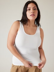 Athleta White Scoop Neck Seamless Tank Top - Image 1 of 6
