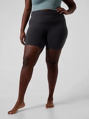 Athleta Black Long Length Salutation High Waisted Pocket Cycling Shorts - Image 1 of 6