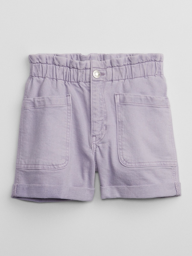 Gap Purple High Rise Paperbag Mom Denim Shorts - Image 1 of 2