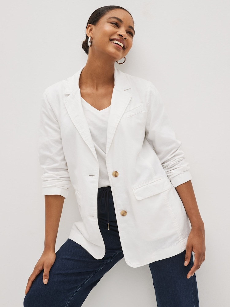 Gap White Linen Cotton Blazer - Image 1 of 4