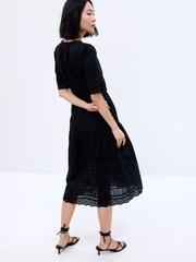 Gap Black Lace Button-Up Short Sleeve Midi Dress - Image 2 of 3