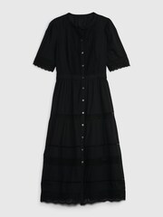 Gap Black Lace Button-Up Short Sleeve Midi Dress - Image 3 of 3