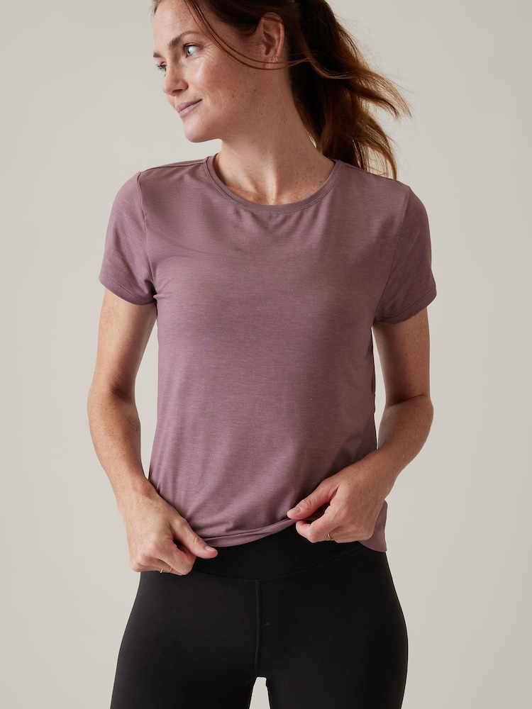 Athleta Purple Short Sleeve Crew Neck Air Out T-Shirt - Image 1 of 5