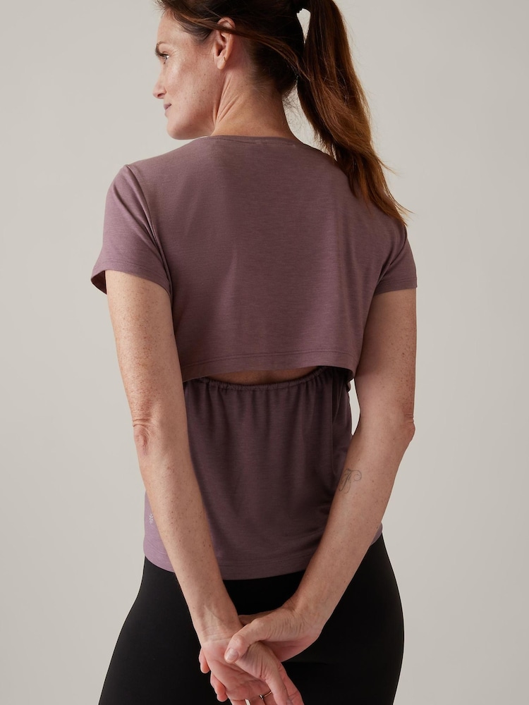 Athleta Purple Short Sleeve Crew Neck Air Out T-Shirt - Image 2 of 5