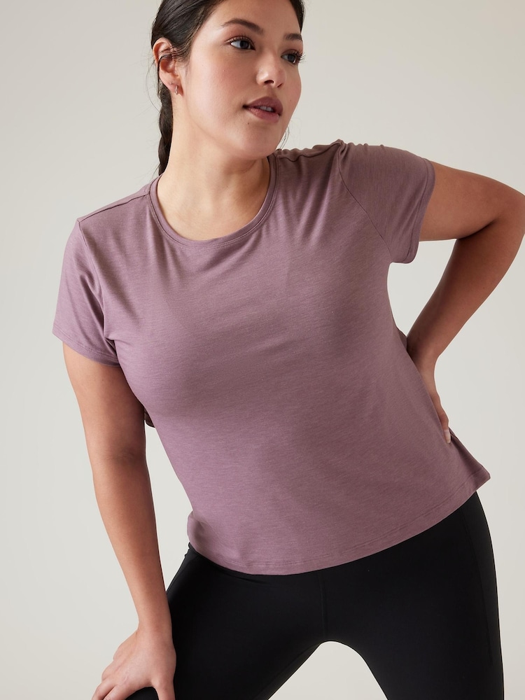 Athleta Purple Short Sleeve Crew Neck Air Out T-Shirt - Image 5 of 5