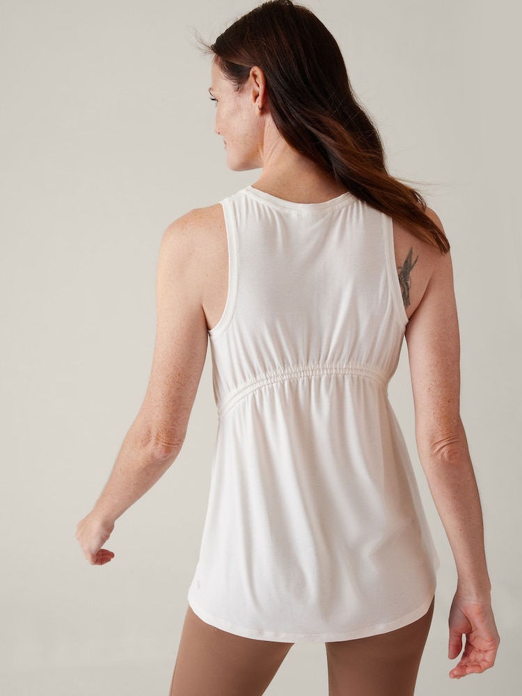 Athleta Cream Crew Neck Air Out Tank - Image 2 of 7 Athleta Cream Crew Neck Air Out Tank - Image 2 of 7