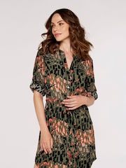Apricot Green & Orange Brushstroke Drawstring Dress - Image 3 of 4