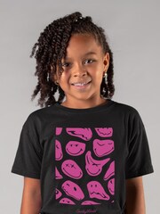 All + Every Black SmileyWorld Melted Pink Face Kids T-Shirt - Image 1 of 3