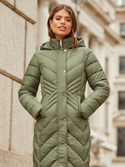 Lipsy Khaki Green Chevron Lightweight Padded Coat - Image 2 of 4