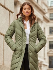 Lipsy Khaki Green Chevron Lightweight Padded Coat - Image 4 of 4