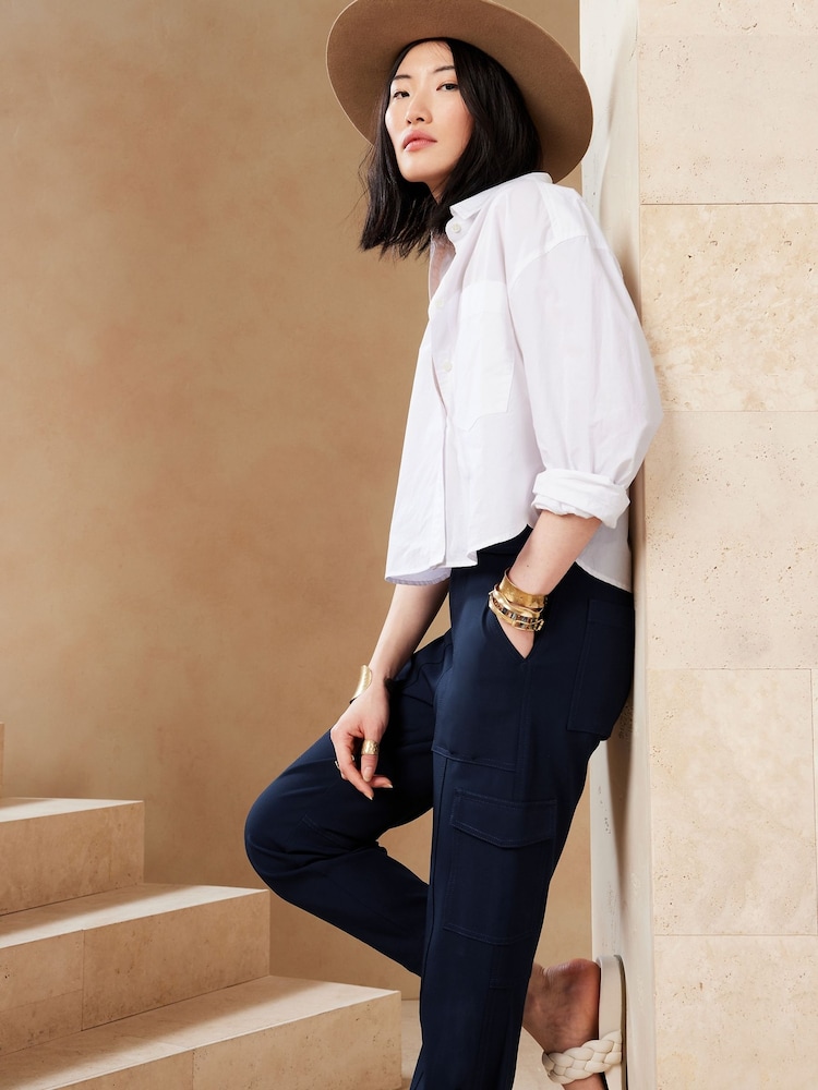 Banana Republic Blue Slim Refined Stretch Cargo Trousers - Image 5 of 5