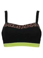 Pour Moi Black/ Lime Non Padded Colour Block Bikini Top - Image 4 of 5