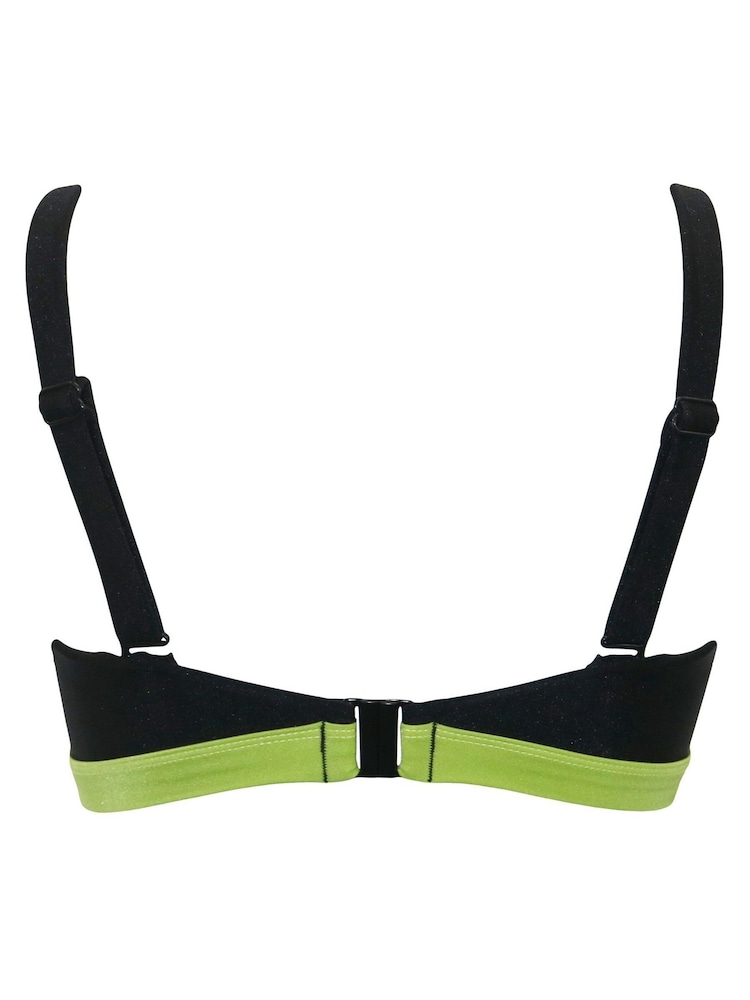Pour Moi Black/ Lime Non Padded Colour Block Bikini Top - Image 5 of 5