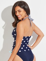 Pour Moi Blue Beach House Underwired Halter Tankini Top - Image 3 of 5