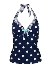 Pour Moi Blue Beach House Underwired Halter Tankini Top - Image 4 of 5