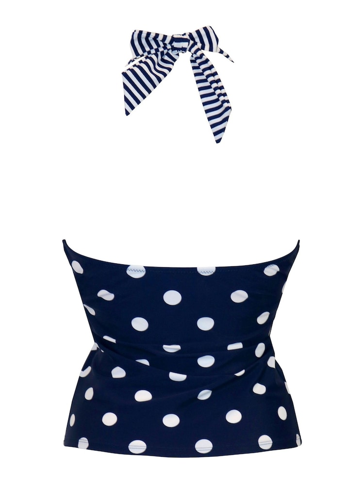 Pour Moi Blue Beach House Underwired Halter Tankini Top - Image 5 of 5