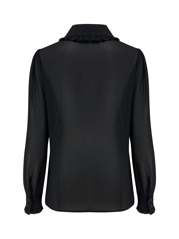 Pour Moi Black Nico Frill Detail Chiffon Shirt - Image 4 of 4