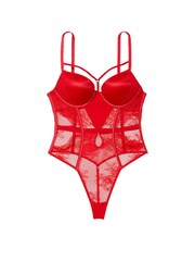 Victoria's Secret Lipstick Red Fishnet Bombshell Bodysuit - Image 3 of 3