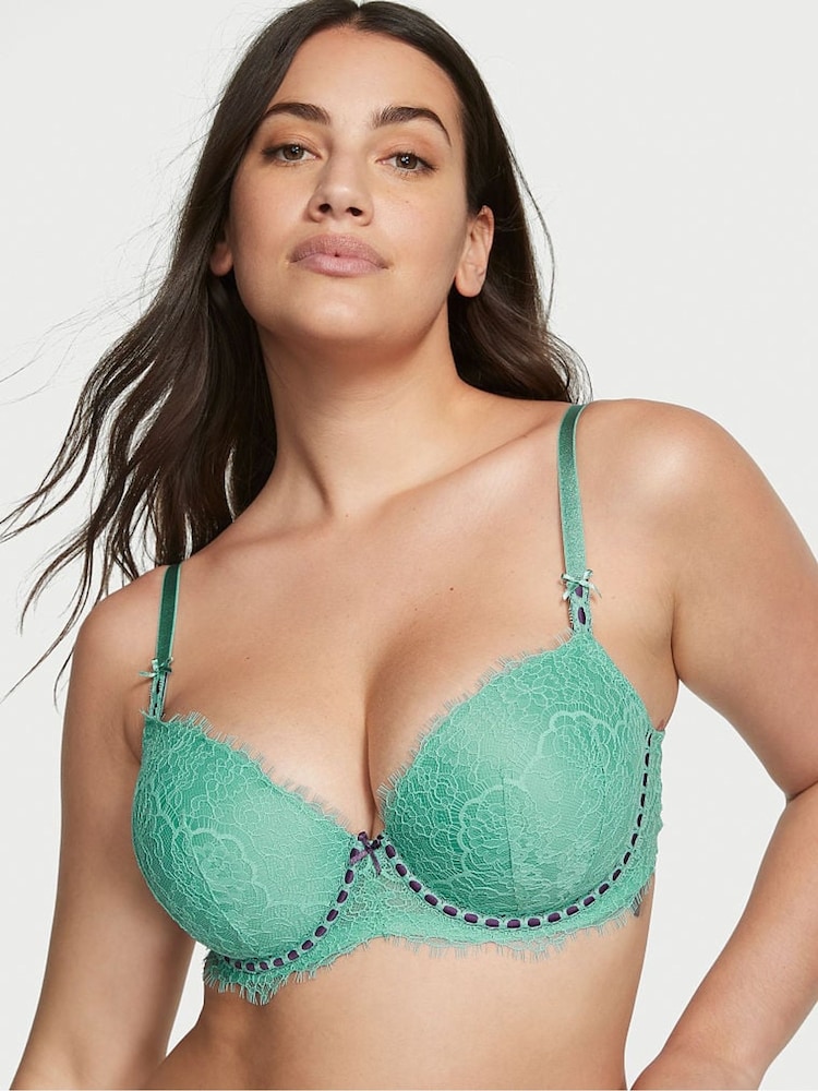Victoria's Secret Parasail Green Ribbon Slot Lightly Lined Demi Bra - Image 1 of 1 Victoria's Secret Parasail Green Ribbon Slot Lightly Lined Demi Bra - Image 1 of 1