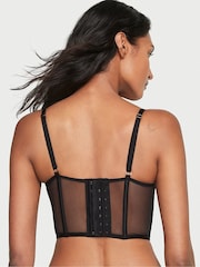 Victoria's Secret Black Satin Fishnet Unlined Bra Top - Image 2 of 3