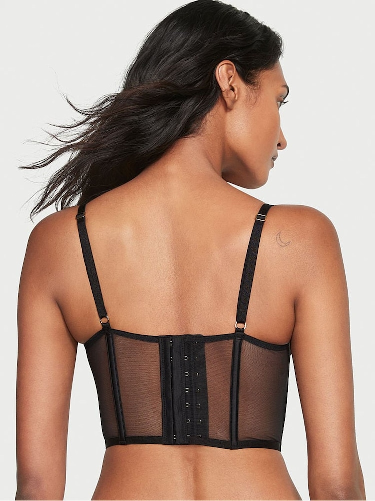 Victoria's Secret Black Satin Fishnet Unlined Bra Top - Image 2 of 3