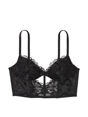 Victoria's Secret Black Satin Fishnet Unlined Bra Top - Image 3 of 3