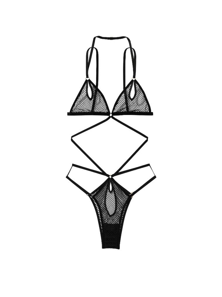 Victoria's Secret Black Fishnet Bodysuit - Image 3 of 3