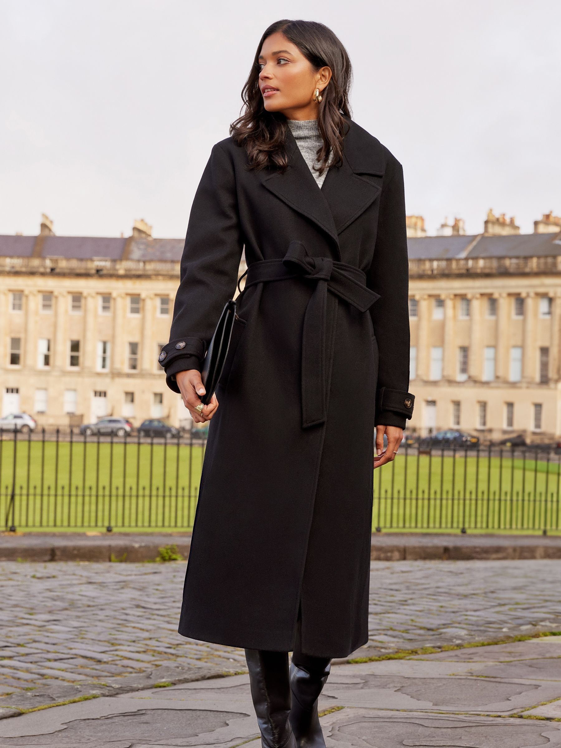 Buy Love Roses Black Belted Wrap Coat from Next Luxembourg