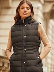 Lipsy Black Faux Fur Padded Hooded Gilet - Image 4 of 4