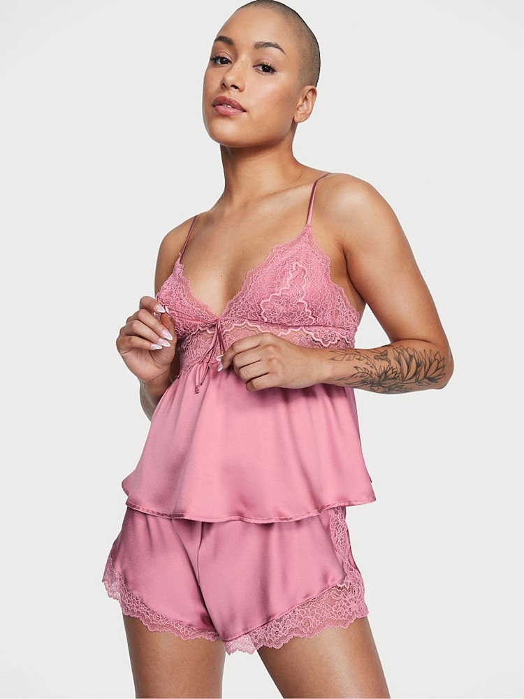 Victoria's Secret Dusk Mauve Pink Satin Cami Set - Image 1 of 1 Victoria's Secret Dusk Mauve Pink Satin Cami Set - Image 1 of 1