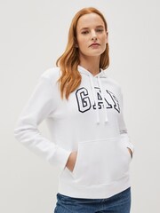 Gap White Arch Logo Fleece Hoodie - Image 1 of 4