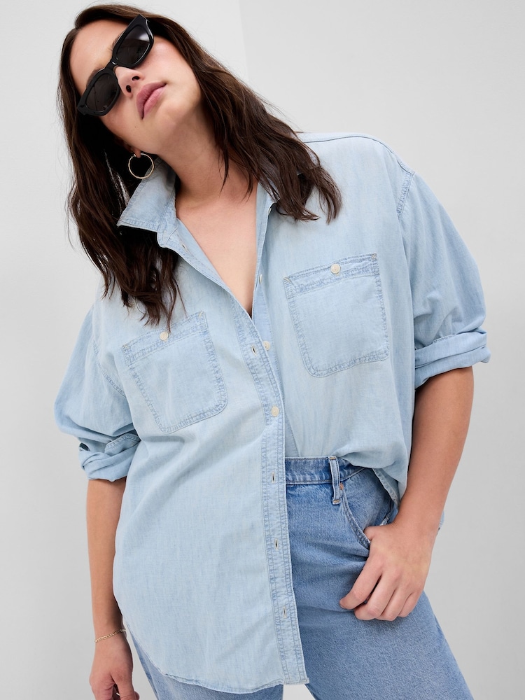 Azul - Camisa vaquera oversize de chambray de Gap - Imagen 1 de 5 Azul - Camisa vaquera oversize de chambray de Gap - Imagen 1 de 5