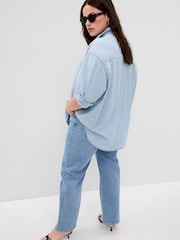 Azul - Camisa vaquera oversize de chambray de Gap - Imagen 2 de 5