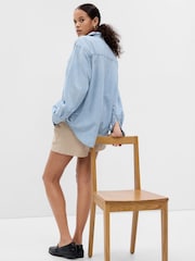 Azul - Camisa vaquera oversize de chambray de Gap - Imagen 4 de 5