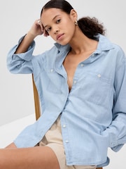 Azul - Camisa vaquera oversize de chambray de Gap - Imagen 5 de 5