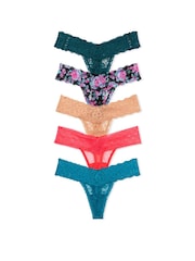 Victoria's Secret Blue/Nude/Green/Pink Thong 5 Pack Knickers - Image 1 of 1