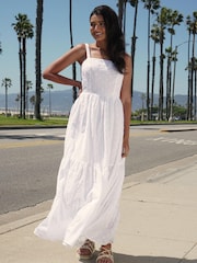 Friends Like These White Tie Back Dobby Maxi Dress - Image 1 of 3