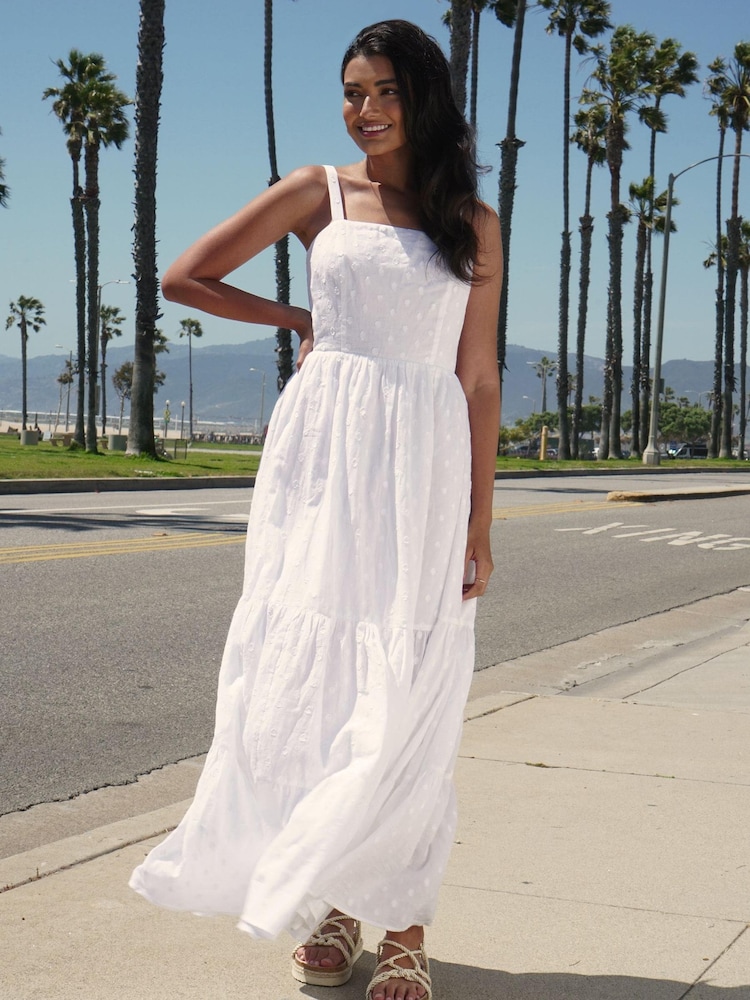 Friends Like These White Tie Back Dobby Maxi Dress - Image 1 of 3