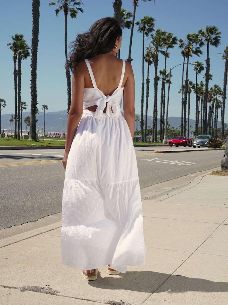Friends Like These White Tie Back Dobby Maxi Dress - Image 2 of 3