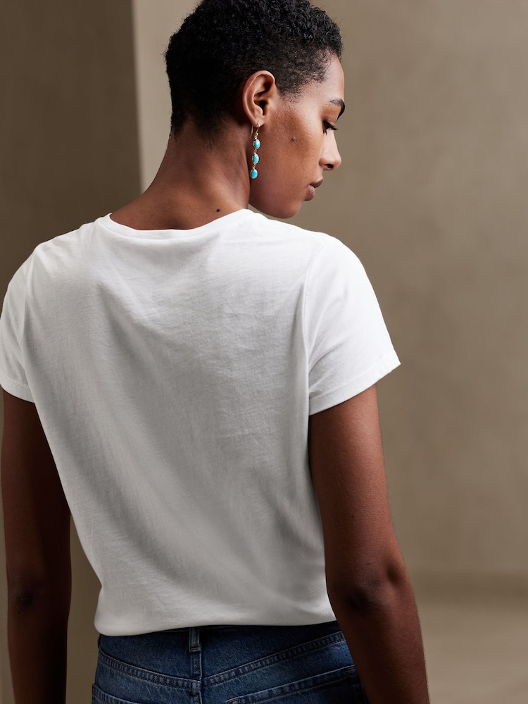 Blanco - Banana Republic Lightweight Crew-Neck T-Shirt - Imagen 2 de 4