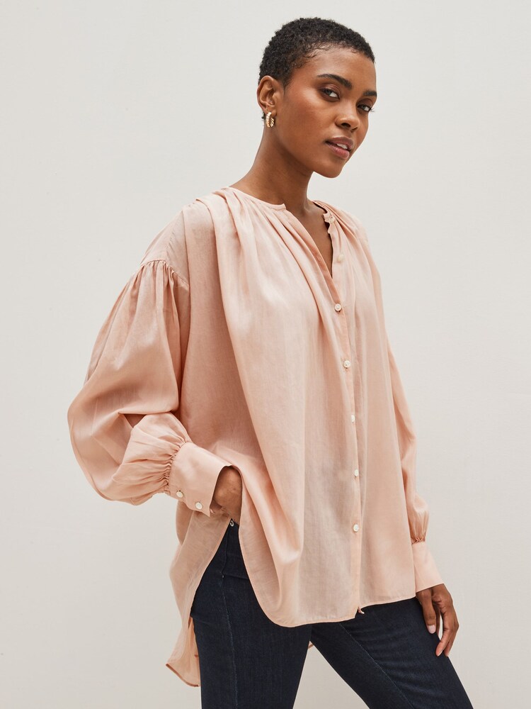 Banana Republic Multi West Cotton-Silk Shirt - Image 1 of 1 Banana Republic Multi West Cotton-Silk Shirt - Image 1 of 1