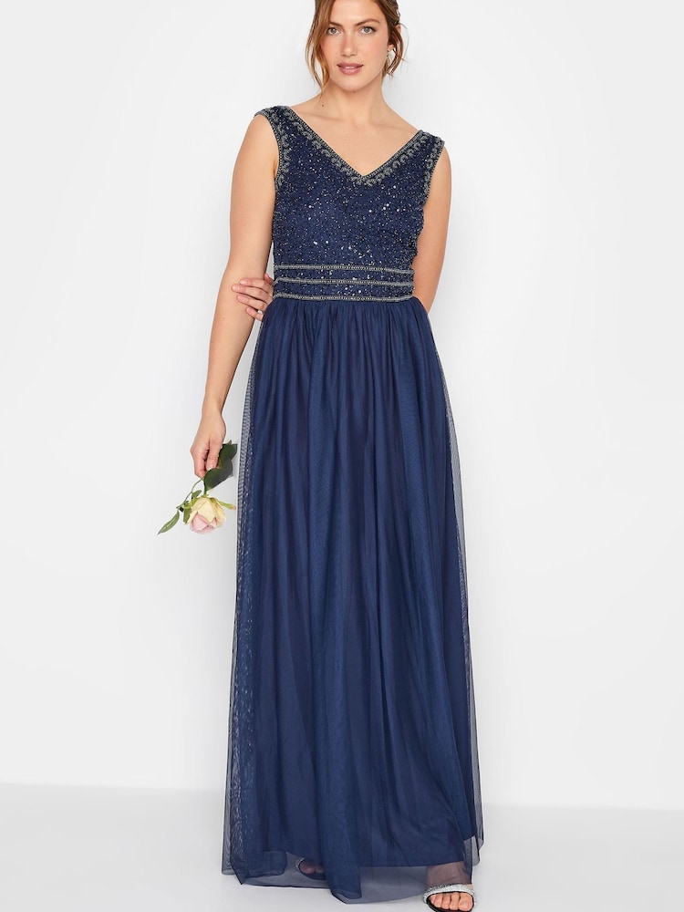 Long Tall Sally Blue V-Neck Beaded Maxi Dress - Image 2 of 4