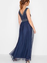 Long Tall Sally Blue V-Neck Beaded Maxi Dress - Image 3 of 4