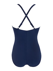 Pour Moi Navy Blue/ Aqua Energy Chlorine Resistant Recycled V Neck Linear Swimsuit - Image 5 of 5
