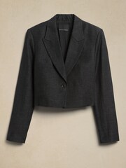 Banana Republic Black Loretta Wool Linen Cropped Blazer - Image 5 of 6
