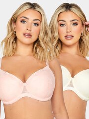 Yours Curve 2 Pack Sheer Lace Padded Bra - Image 1 of 2