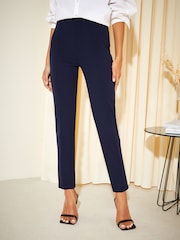 Friends Like These Navy Blue Stretch Pintuck Smart Trousers - Image 1 of 4