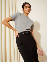 Friends Like These Black Utility Super Stretch Tailored Midi Skirt - Image 4 of 4