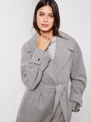 Lipsy Grey Petite Belted Smart Wrap Trench Coat - Image 2 of 4