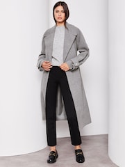 Lipsy Grey Petite Belted Smart Wrap Trench Coat - Image 4 of 4